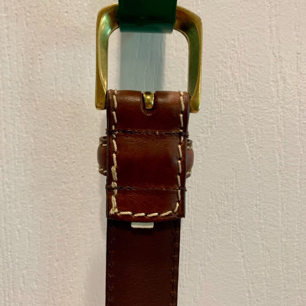 LAUREN RALPH LAUREN 100% Leather Brown Belt Size 36 with Brass Buckle Preppy - Picture 4 of 11